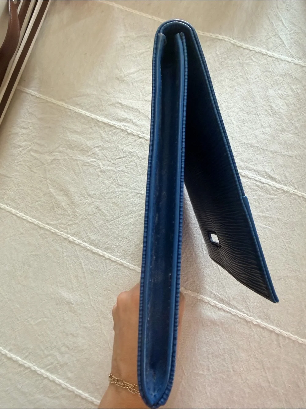 Louis Vuitton Navy Epi Leather Clutch with Gold D-Ring
